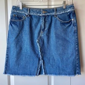 Raw Edge Denim Mini Skirt